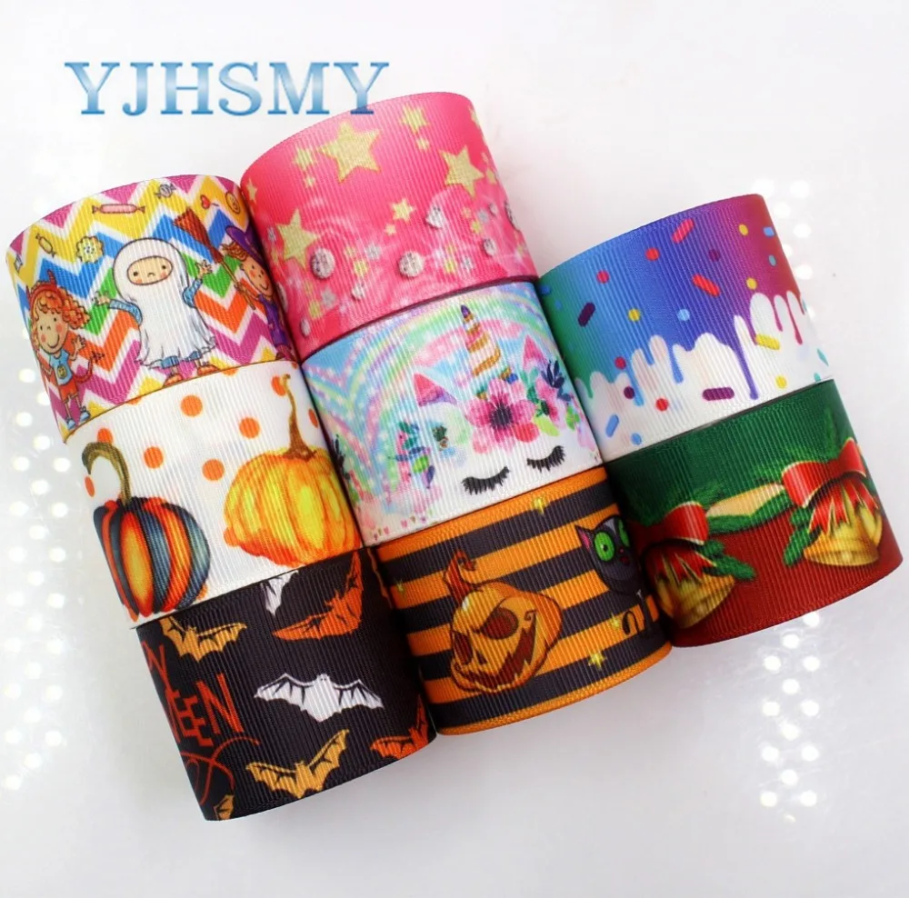 YJHSMY G-18914-1122,10 yards,38 mm Halloween Ribbons Thermal transfer Printed grosgrain,Gift wrapping DIY Handmade materials