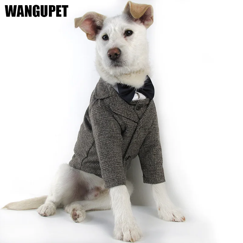 WANGUPET Sack Suit Woollen Coat and Vest Dog Clothes Wedding Party Suits For Small Dogs and Cat Pet Clothes Dog Coat Pet Costume