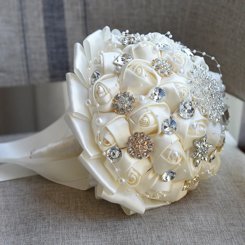 

Newest arrived cream crystalartificial wedding bridemaid bouquets wedding bouquets for wedding decoration