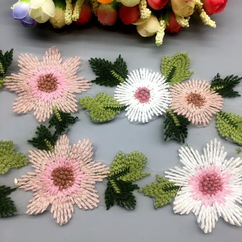 15 Yards Colorful Flower Lace Trims Embroidered Chiffon Lace Ribbon DIY Applique Handmade Special Laces Supplier Sewing Crafts