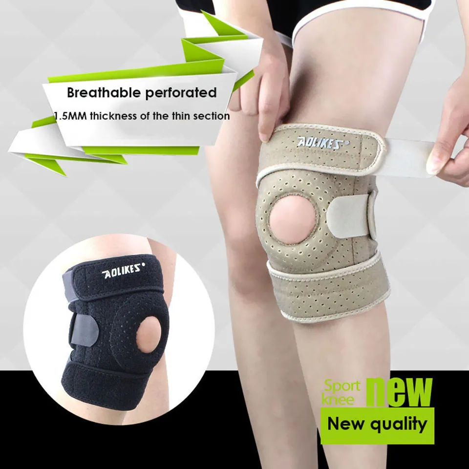 AOLIKES 1PCS Adjustable Sports Training Elastic Knee Support Brace Kneepad Adjustable Patella Knee Pads Hole Kneepad Safety