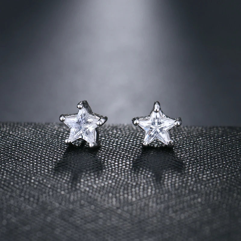 EMMAYA Silver Color Lovely Star AAA Zirconia CZ Stud Earring for Woman Girl Wholesale Fashion Cheap Jewelry