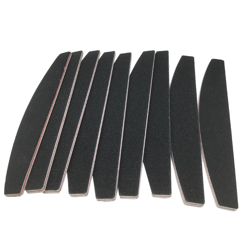 

10pcs/lot 100/180 Black Nail Art Files Slim Sanding Nail Buffers Polish Gel Tools Grit Double Side Comb Curved Black+Hot pink