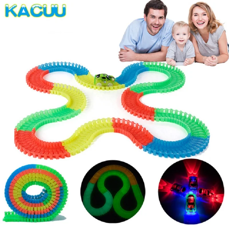 

Glow in the dark DIY Universal Accessories Ramp Turn Road Bridge Crossroads for 7.5cm Race Track Gift toy for kids