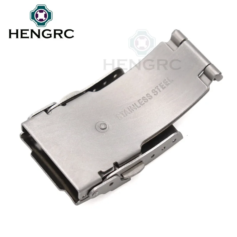 HENGRC Stainless Steel Watch Buckle 18 20 22 24mm Men Watchband Strap Silver Metal Insurance Deployment Clasp Accessories