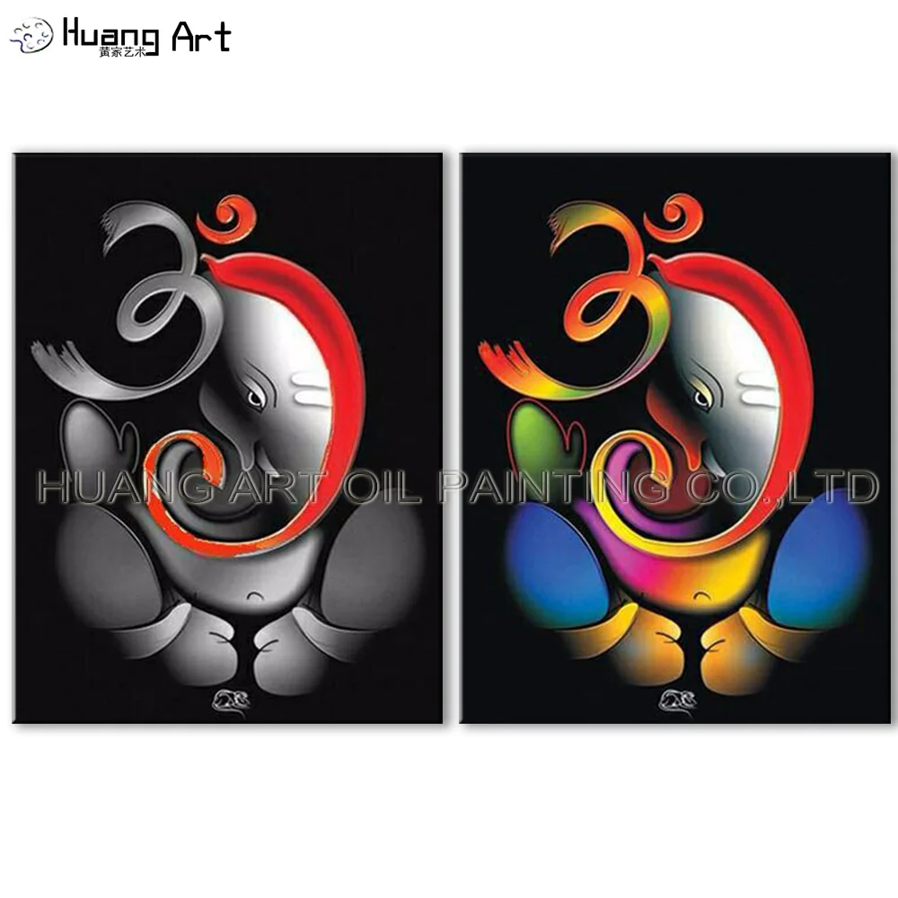 

100% Hand-painted Elephant Oil Painting On Canvas Abstract Cartoon Oil Painting Wall Art for Home Decoration Fine Picture