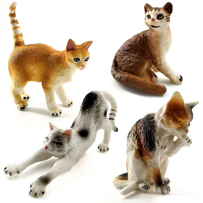 Figuras de animales de simulación de mini gato para niños, figuritas pequeñas de plástico, accesorios de decoración para el hogar, regalo, estatua de juguete