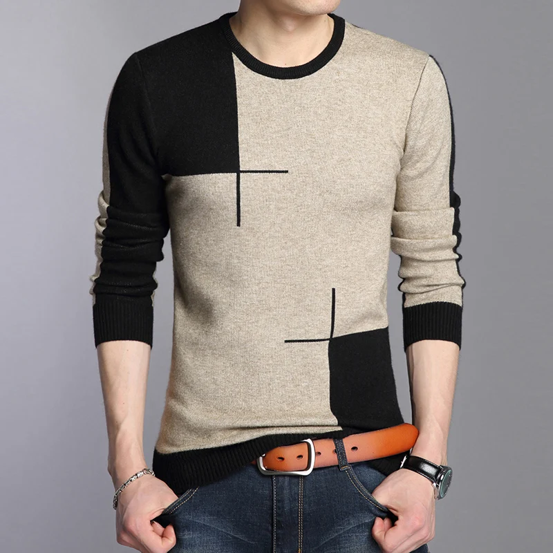 Liseaven suéter masculino, casual, com gola redonda, pulôver de manga comprida