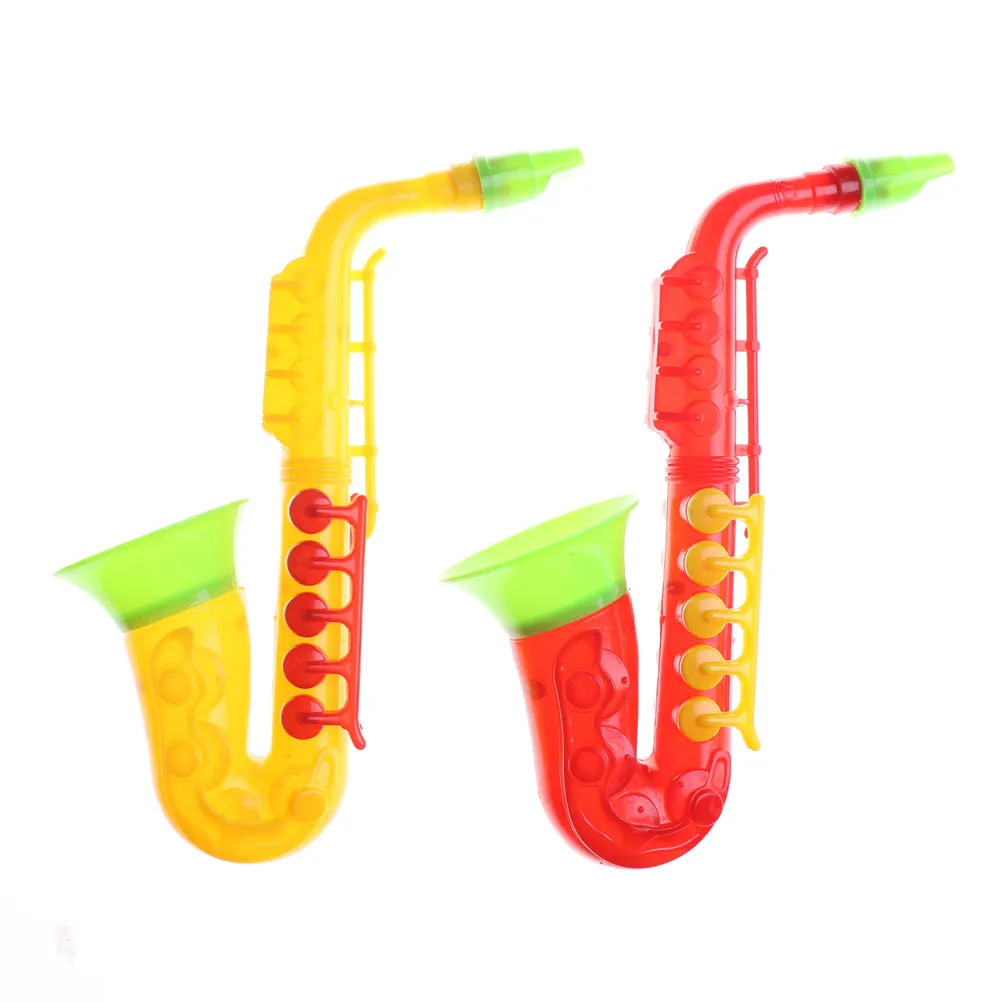 Saxofón Musical de aprendizaje de plástico, instrumento Musical de plástico para bebés y niños, juguetes de Educación Temprana, 21cm