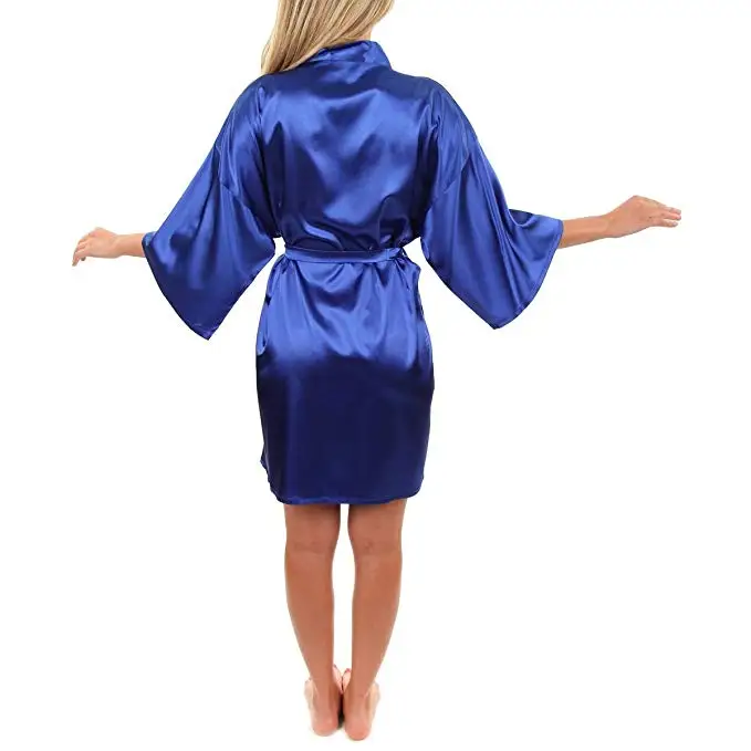 InjSatin-Robe Kimono de Couleur Unie pour Femme, Peignoir Sexy de Grande Taille, en IQUE dex, à la Mode, pour Demoiselle d'Honneur