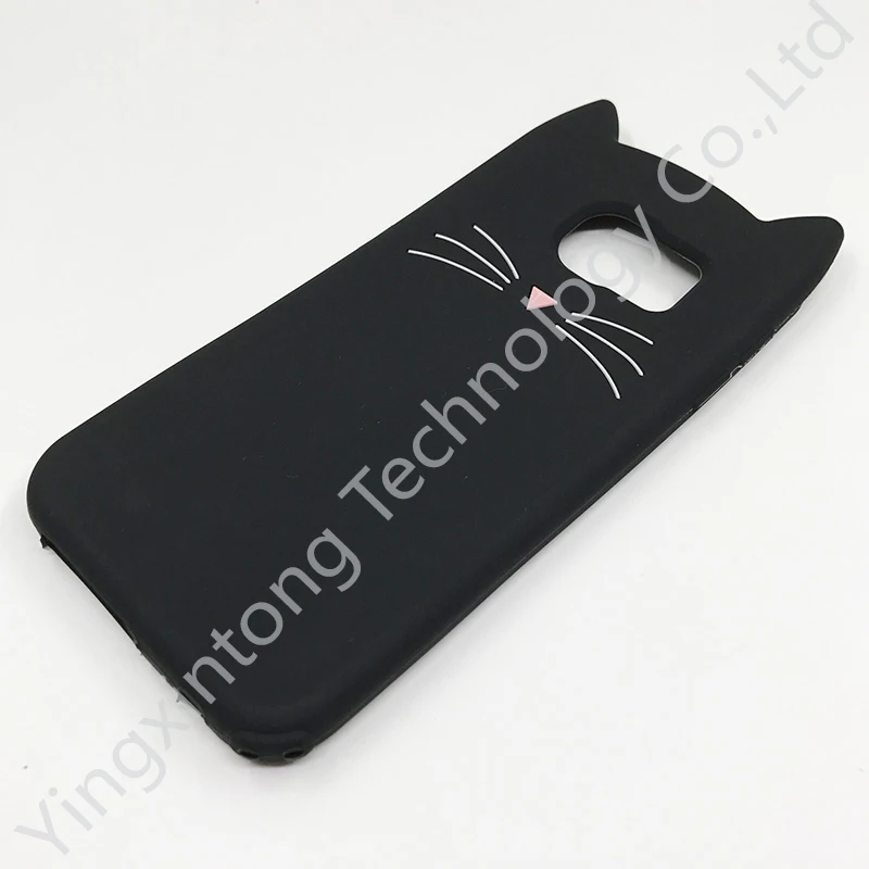 Cute Cat Ears Phone Case For Samsung Galaxy S6 S7edge J4+ J4 Plus 2018 3D Cartoon Shockproof Soft Silicone Back Cover