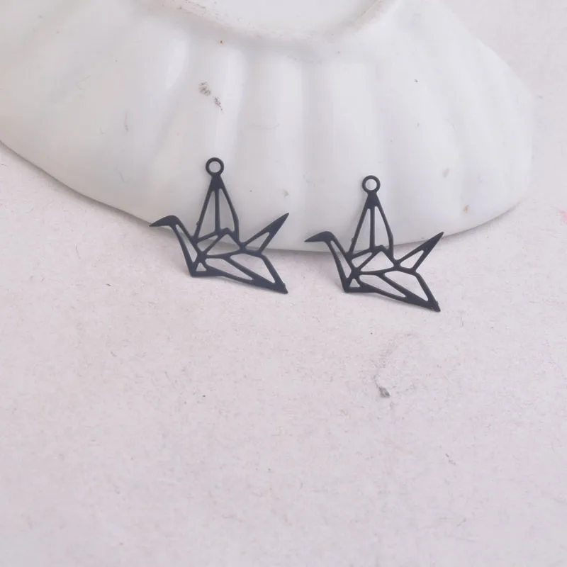 100 Stück Ac6420 15*20mm Tieranhänger Metall-Papierkranich-Anhänger Schmuck Filigran Ohrring-Zubehör – Detail 5