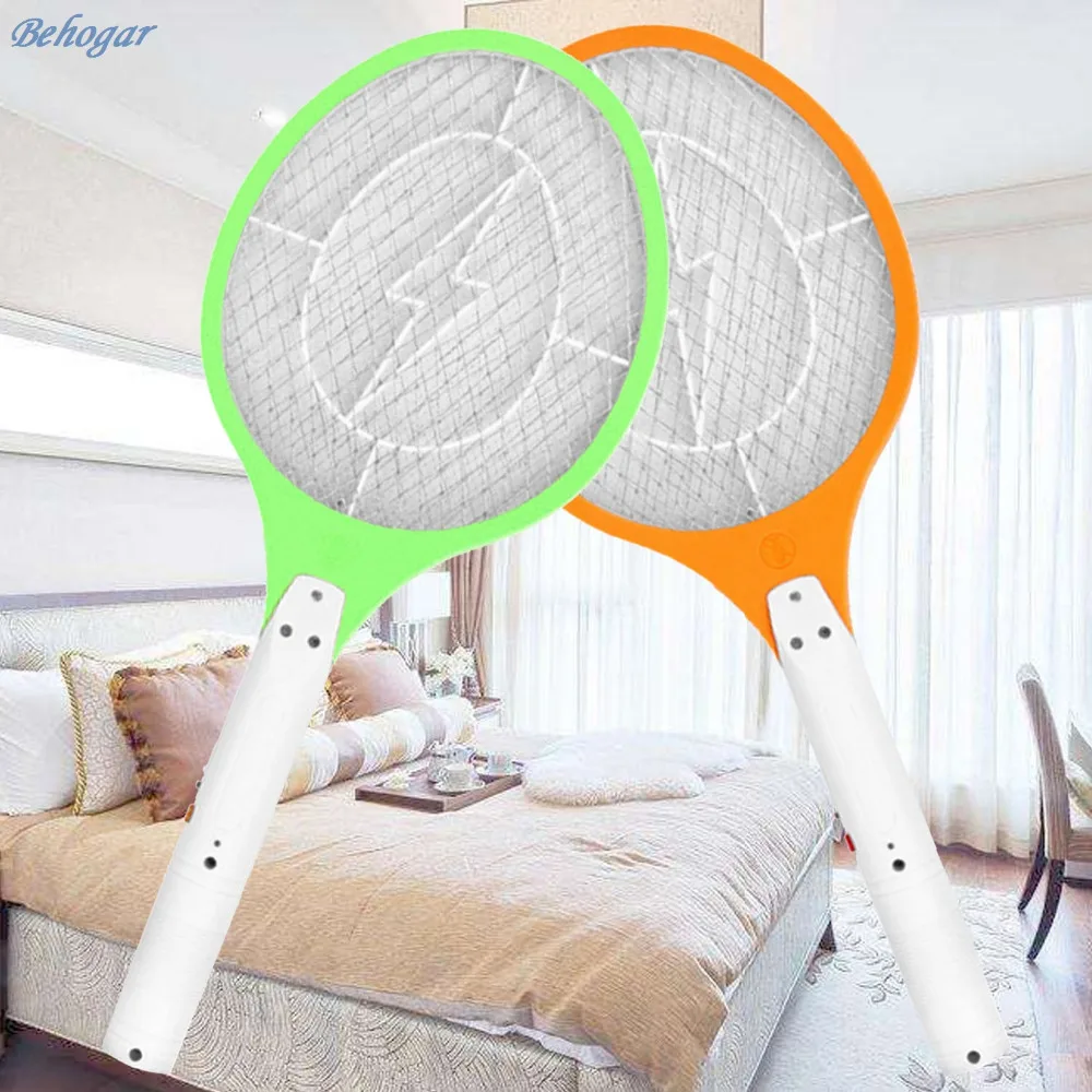 

Behogar 110-220V Rechargeable Electric Bug Fly Mosquito Insect Swatter Racket Zapper Killer with Isolation Mesh killer EU Plug