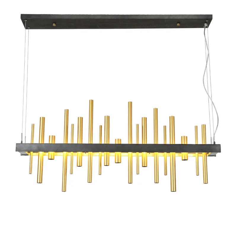 

Art design for dinning room Black Gold 120cm chandelier lights Modern led lustres Restaurant exhibition hall shop lamp