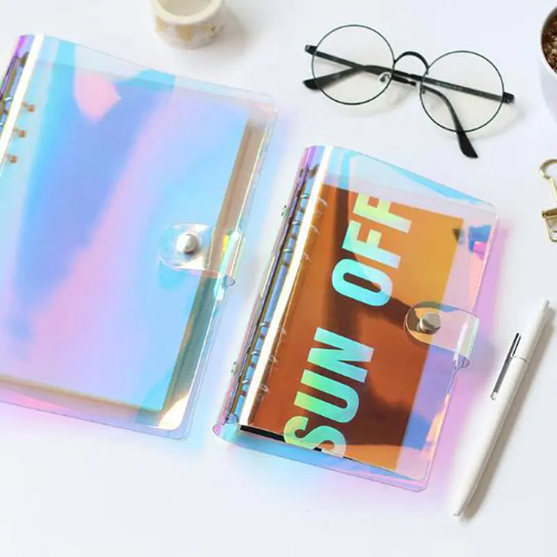 2019 Y NEW A5 A6 PVC holographic binder loose notebook diary loose leaf note book office supplies