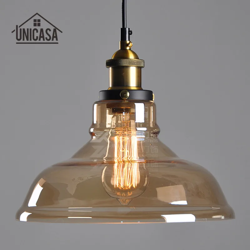 

Modern LED Pendant Lights Vintage Lighting Fixtures Kitchen Island Amber Glass Pendant Lights Industrial Pendant Ceiling Lamp