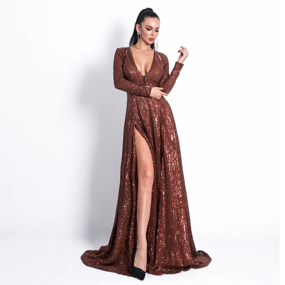 Robe De soirée à la mode, manches longues, robes De bal pour femmes, robes d'occasion, 2019