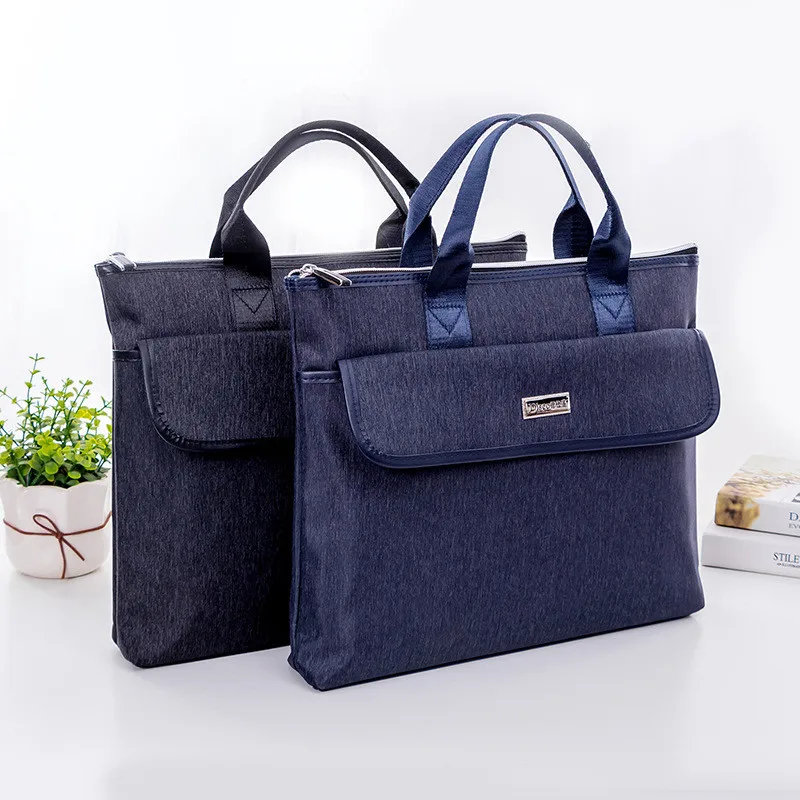 New A4 Oxford+PU Business Document Bag For Men And Women Laptop Cover Case Office Meeting Contract Document File Holder Handbag