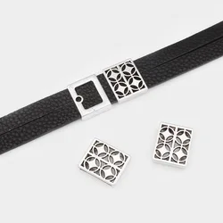 5pcs Tibetan Silver Hammered Hollow Slider Spacers For 5mm 10mm 20mm Flat Leather Cord Bracelets Jewelry Findings Making
