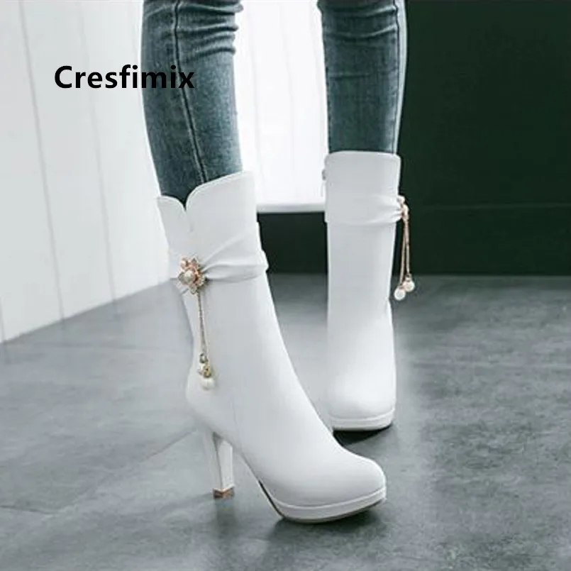 Cresfimix bottes femmes women fashion plus size 34 to 43 high heel boots lady casual high quality long boots autumn boots a6019