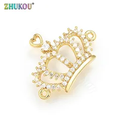 ZHUKOU 17x23mm High quality Crown Charms Connector for women Handmade jewelry making Accessories model:VS327