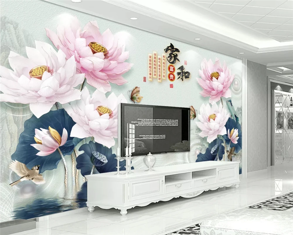 

beibehang Customized modern ink lotus jewellery simple embossed background decorative painting papel de parede 3d wallpaper