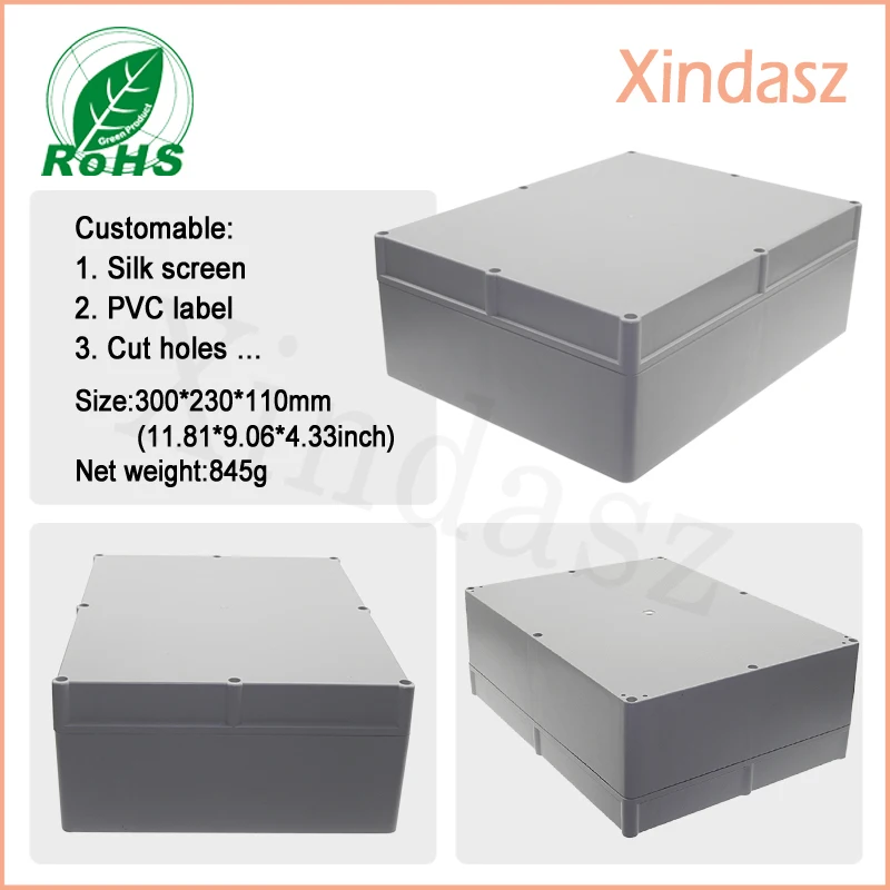 1pcs 300*230*110mm plastic box enclosures electronic outdoor weatherproof electrical case sealed