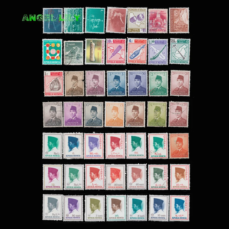 45 PCS Indonesia Unused Postage Stamps With Post Mark In Good Condition For Collection