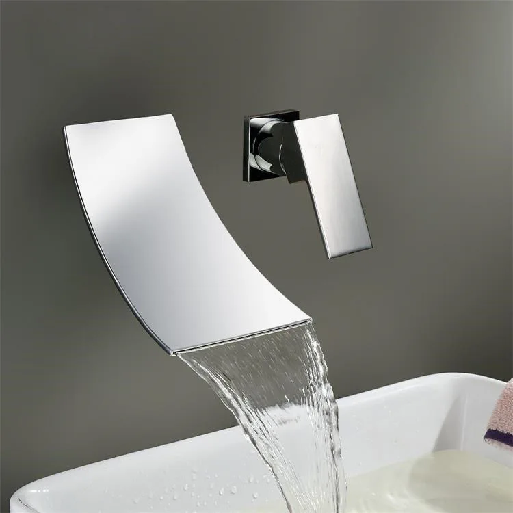 MAIDEER--Wall Mount luxury Bathroom Faucet Waterfall Lavatory Sink Faucet Single Handle with Extra Wide Fallingwater Spout-3308