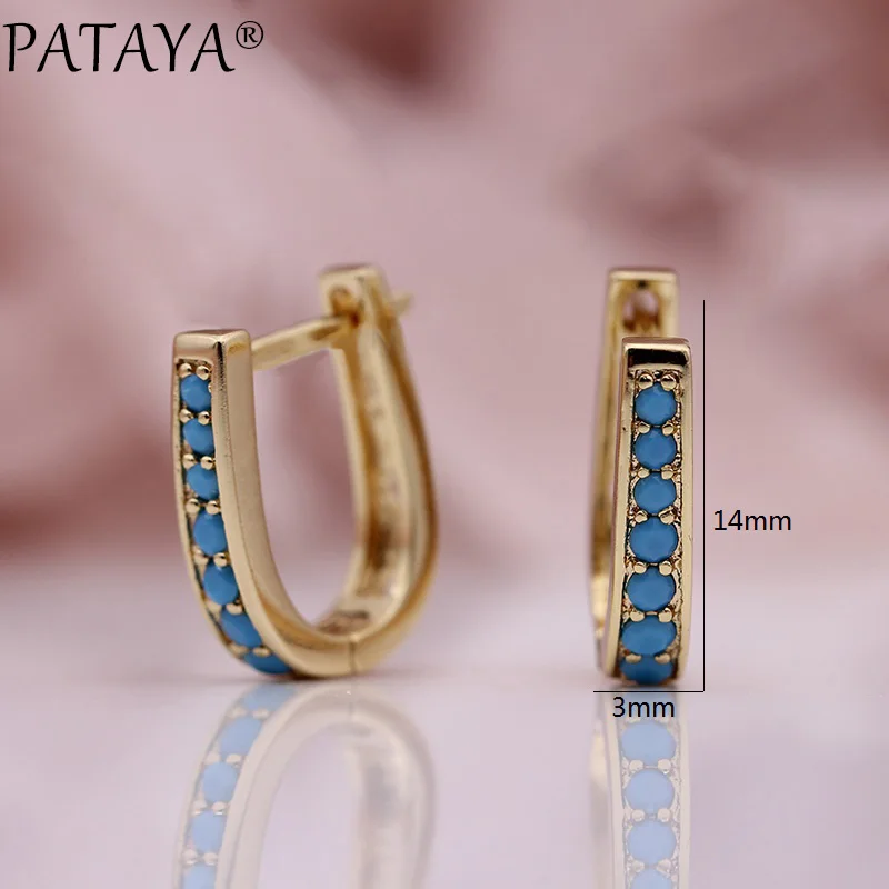 PATAYA New Fashion Cute Girl Earring 585 Rose Gold Color Natural Zircon Gold Star Stone Drop Earrings Women Wedding Fine Jewelry