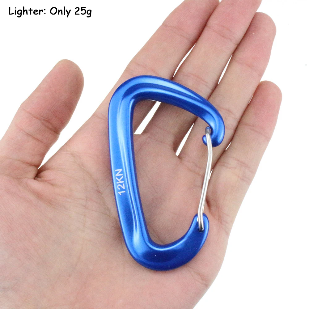 8 Pcs Professional Carabiners D Shape 12 KN Climbing Carabiner Hooks Outdoor Protective Hammocks Camping Buckle