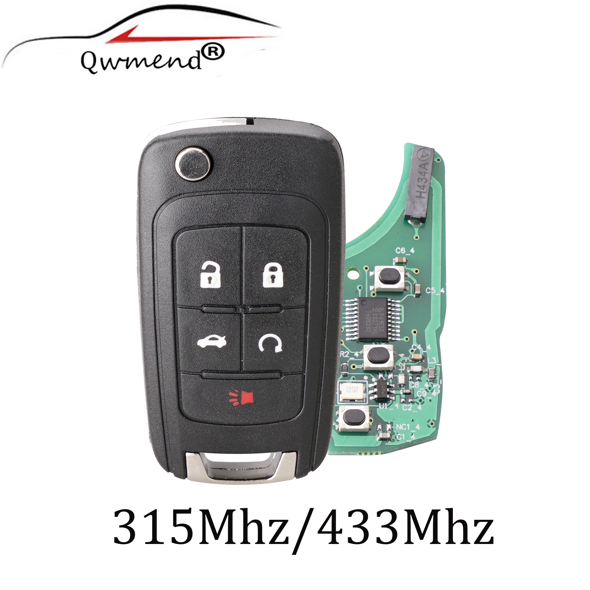 Car Remote Key 5 Buttons Flip Car Key for Chevrolet Camaro Cruze Equinox Impala Spark Volt 433mhz ID46 Chip for Chevrolet Keys