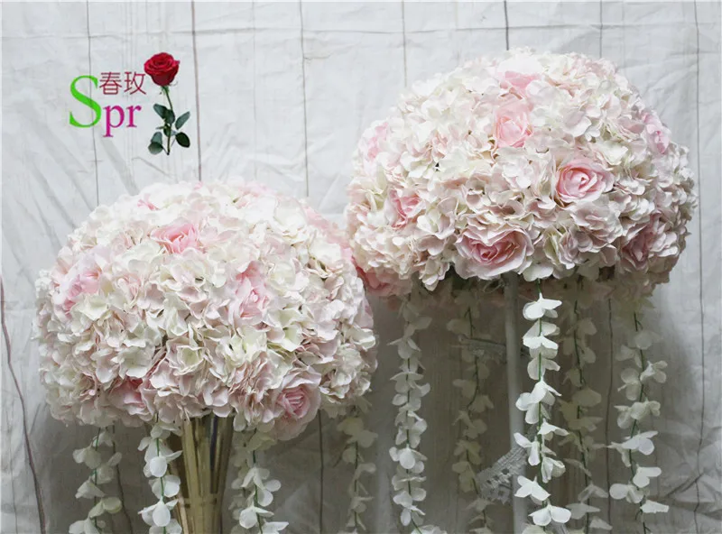 

SPR light pink wedding table flower ball centerpiece wedding road lead artificial flore centerpiece backdrop flower decoration