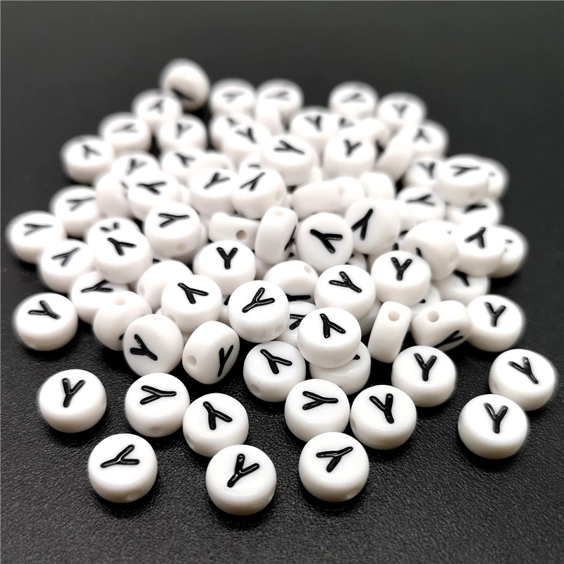 4x7mm Letter Y Oblate Alphabet Beads Acrylic  For Jewelry Making DIY Bracelet Necklace Accessories