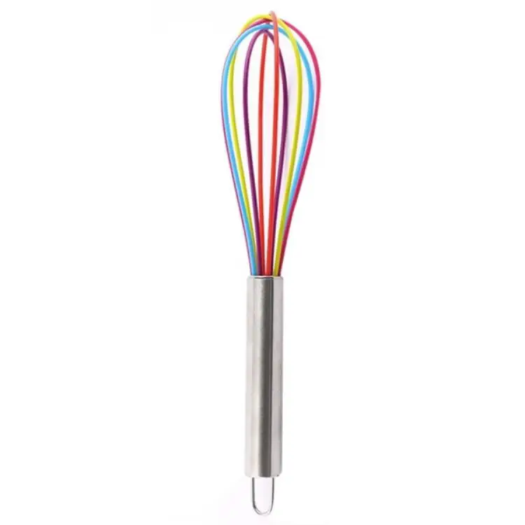 2019 Kitchen Egg Frother Milk Beater Blender Colorful Silicone Balloon Wire Stainless Steel Whisk Mixer LX7189