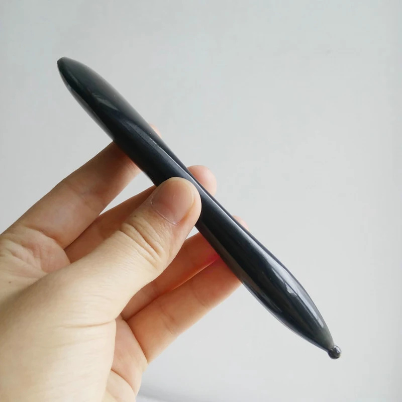 Old Age Black Alo Horn Acupuncture Cone Guasha Tool Face Beauty Pong Racket Massage Eyebrow Pencil Acupressure Point Gently