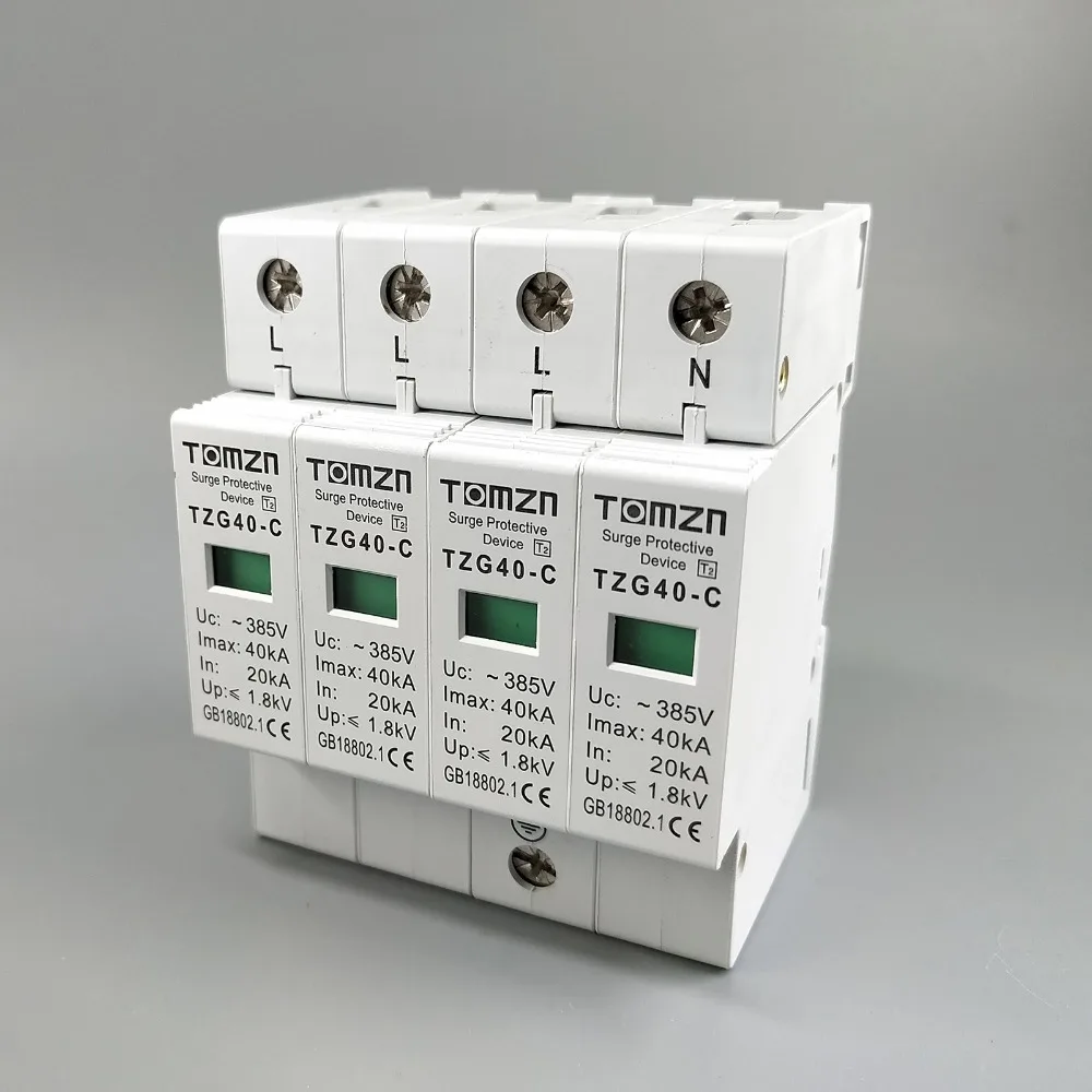 AC SPD 3P+N 20KA~40KA  C ~385VAC House Surge Protector protection Protective Low-voltage  Arrester Device