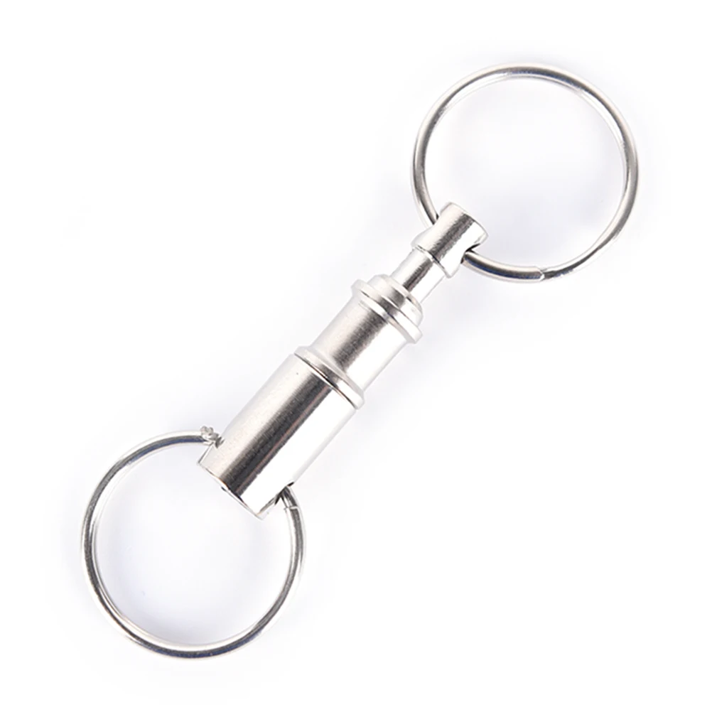 Dual Detachable Key Ring Removable Keyring Quick Release Keychain Snap Lock Holder Steel Chrome Plated Pull-Apart Key Rings