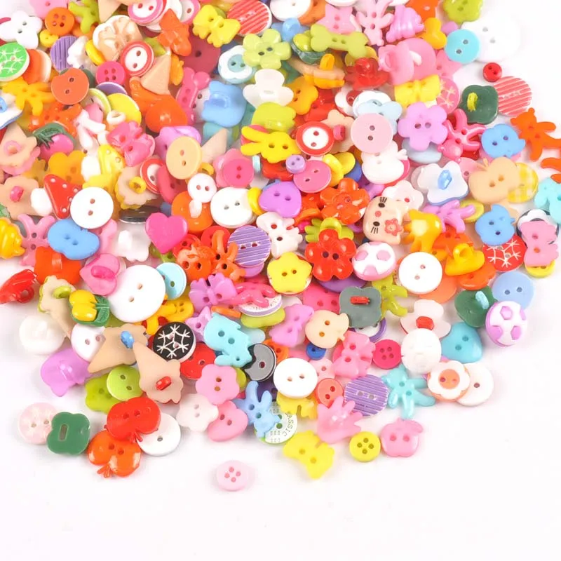 100pcs mixed Shank and Flatback Cartoon Dyed Plastic buttons for kids coat boots sewing clothes Scrapbooking DIY Craft MT1895