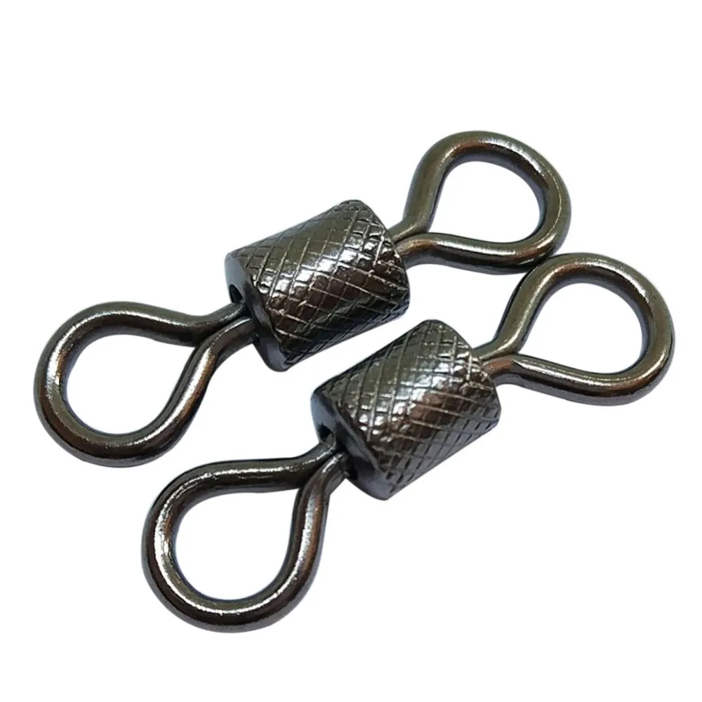 

F2002 1000pcs/lot Copper Fishing Connector Swivels Knurling Ball Bearing Swivel With Safety Snap Solid Rolling Rings Fishhooks