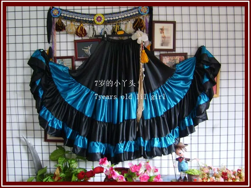 Multi Color Satin 20 Yard 4 Tier Skirt for Belly Dancing Tribal Jupe Gypsy Skirt 9EX04