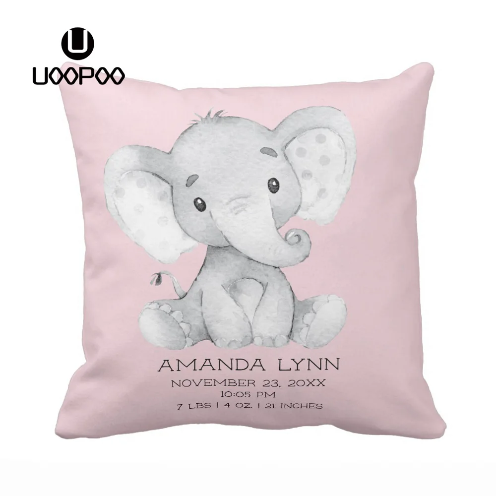 カスタマイズされた枕ケース少年と少女ポリエステルかわいいベビー象枕ケース装飾スロー枕ブルークッション子供のためのカバー