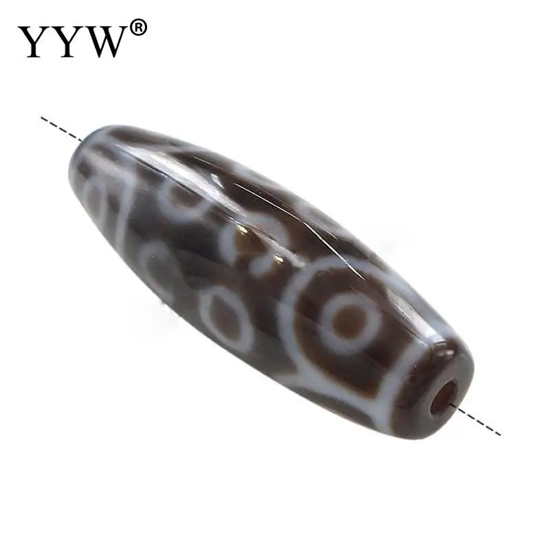 1Pcs 38x12mm Natural Tibetan Agat Dzi Beads Oval Eighteen-eyed & Two Tone Approx 2.5mm For DIY Necklace Making Fashion Gift