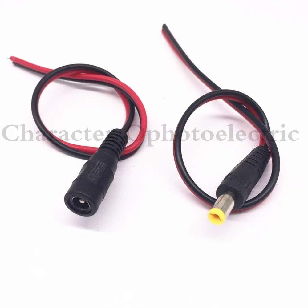 

5Pairs 10pcs/lot 12V DC Power Pigtail Male +Female 5.5*2.1mm Cable Plug Wire For CCTV