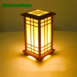 Marmenkina Japanese-style table lamp indoor lamp living room floor wood lamp bedroom den wood paper Desk lamp AC110-240V