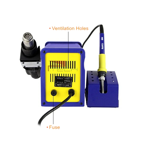 New Upgrade BAKU LED Digital Display SMD Soft Rotary Wind Hot Air Soldering Station with Heat Gun and Iron 2 in 1