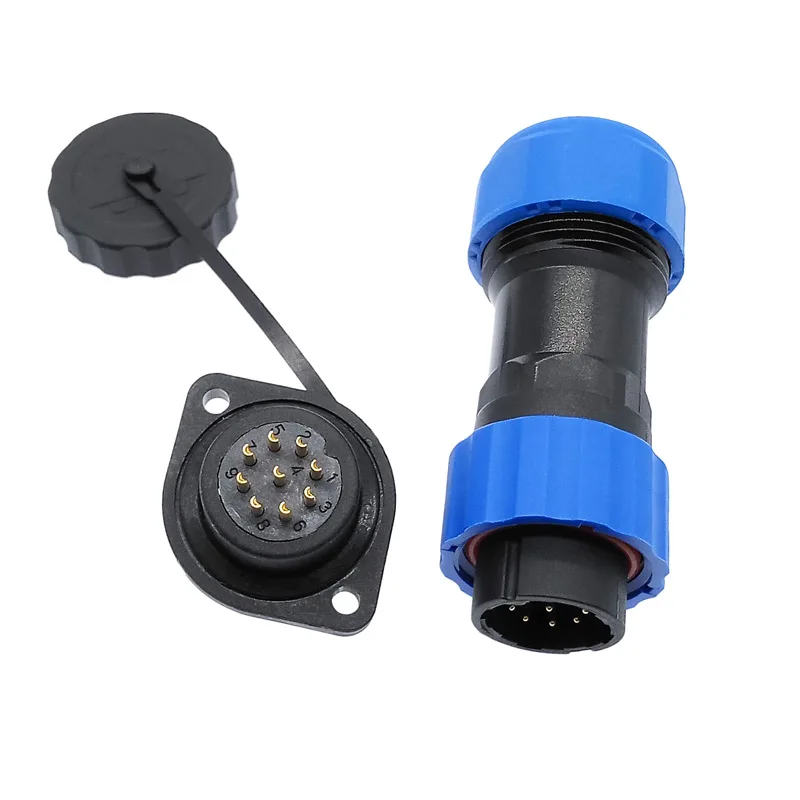 SP20 corrugated pipe waterproof connector 2 hole flange socket 2 pin 3/4/5/6/7/9/12/14Pin IP68 image 4