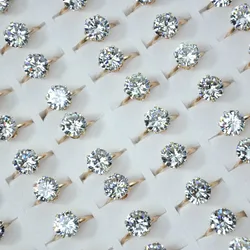 15Pcs 1.75ct Zircon Rose Golden Engagement Rings for women Wedding rings lots female anel Austrian Crystals Jewelry LR4052