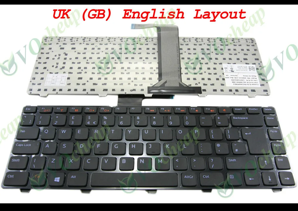 New UK GB Laptop Keyboard for Dell Inspiron14R N4110 M4110 N4050 M4040 N5050 M5050 M5040 N5040 Vostro 3550 Xps L502 0KCP3T