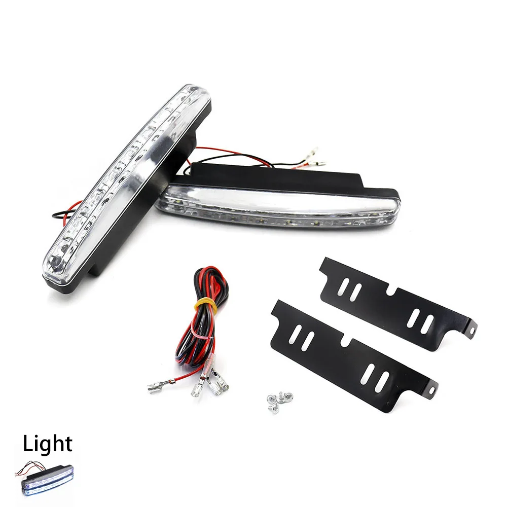 

2pcs LED running lights Piranha beads White car fog lights strobe light 8 DRL light bar parking 12V DC Head LampTT100471